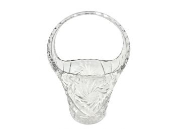 Vintage Clear Glass Textured Basket With Handle