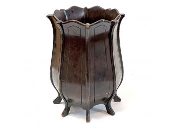 A Vintage Carved Wood Wastebasket, By Aimore, NY