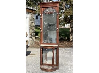 A Petit Mahogany Hall Tree With Travertine Marble Demi Lune Shelf