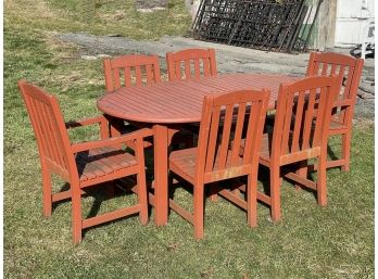 A Painted Teak Extendable Dining Table And Set Of 6 Chairs