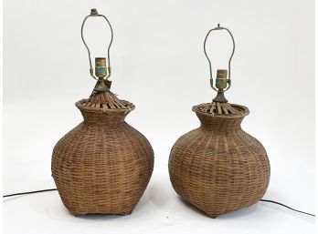 A Pairing Of Rustic Wicker Lamps