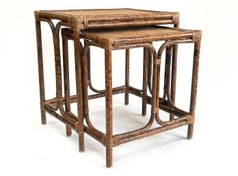 A Pair Of Vintage Rattan Nesting Tables - Larger