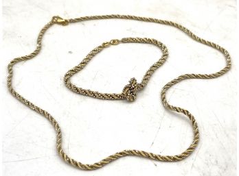 18 Karat Gold Braided Bracelet And Necklace