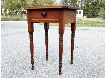 An Antique Pine Turned Leg Nightstand