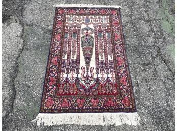 A Beautiful Vintage Hand Knotted And Dyed Turkish Prayer Mat