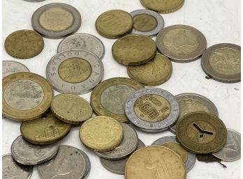 Vintage Subway Tokens And Foreign Currency