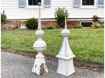 A Pairing Of Vintage Tin Finials - Beautiful Garden Decor