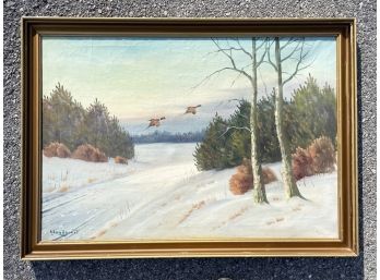 An Early 20th Century Oil On Canvas, Winter Landscape, Signed V. Lundgood