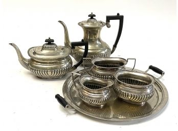 A Gorgeous Art Deco Sheffield Plate Tea And Coffee Service - Electroplated With Bakelite Handles