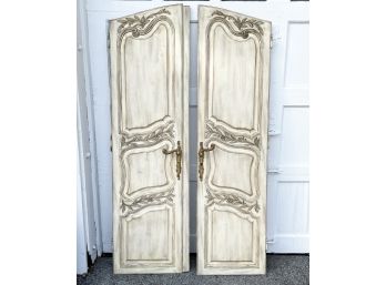 A Pair Of Vintage French Provincial Boiserie Doors With Bronze Hardware