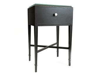 A Fine Modern Painted Wood Nightstand With Glass Top