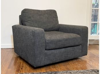 A Swivel Arm Chair In Slate Linen By Restoration Hardware Modern