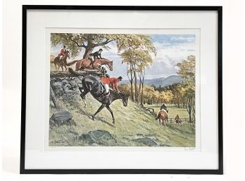 A Vintage Lithograph, Foxhunt Themed, By Sam Savitt, Pencil Signed And Numbered