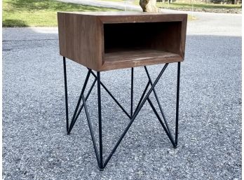 A Modern Teak Nightstand Or End Table By Crate & Barrel