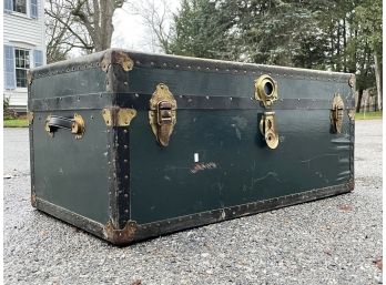 A Vintage Equestrian Tack Trunk - C. 1930's - Classic In British Racing Green