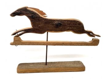 A Hand Made Running Horse Reclaimed Wood Weathervane Topper