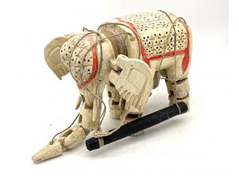 An Antique Painted Wood Balinese Elephant Puppet