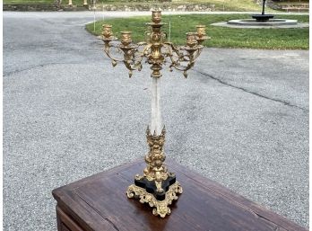 An Antique Rock Crystal Candelabra With Ormolu Trim