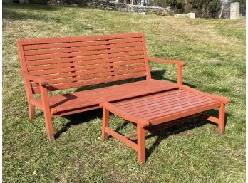 A Painted Teak Sofa And Coffee Table