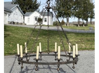 A Large Vintage Wrought Iron Gothic Revival Chandelier