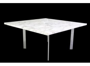 Vintage Mid-Century Marble Top Table With Chrome Base