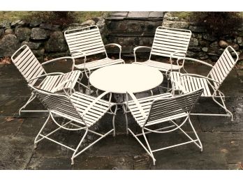 Vintage Mid-Century Brown Jordan Table And Six Chairs Outdoor Furniture Patio Set