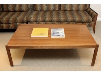 Mid-Century Wood Coffee Table + Two Coffee Table Books