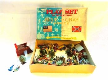 Blue & Gray Army Play Set With Soldiers, Horses And Cannons