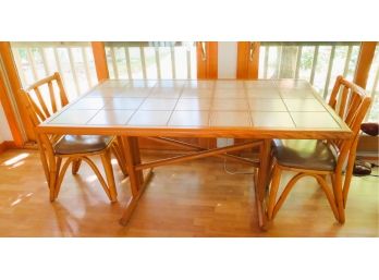 Tile Top Oak Dining Room Table