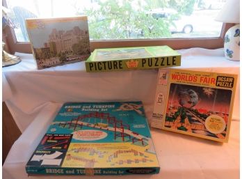 Tuco Picture And Worlds Fair Puzzle With Bridge & Turnpike Building Set