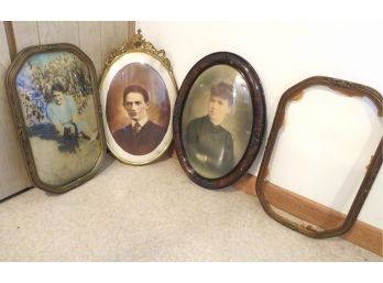 Antique Family Portraits Framed And Empty Frame