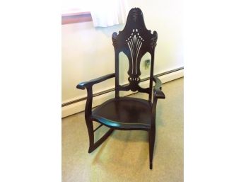 Victorian Aesthetic Carved Black & Gold Rocker Chair