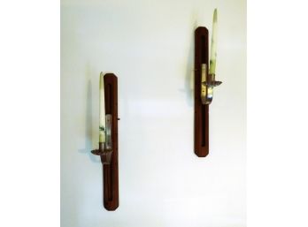 Pair Of Wood Wall Candle Holders
