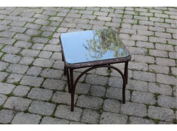 Metal Wicker Table With Glass Top