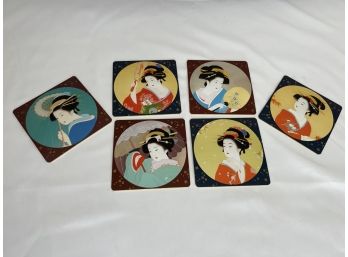 Set Of Six Japanese Geisha Coasters