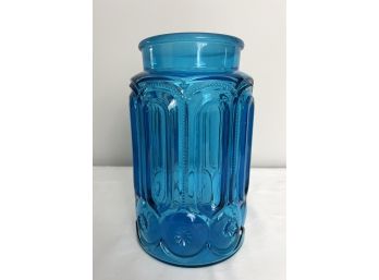 Cerulean Blue Pressed Glass Vase