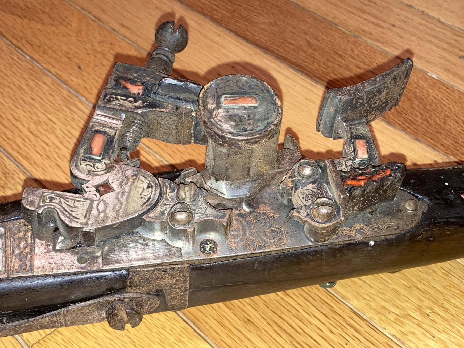 HUGE Relic 18th Century Middle Eastern Wheellock Camel Rifle- OVER 6 ...
