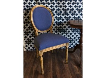 Stately Medallion Back Accent Chair With Ralph Lauren Style Upholstery