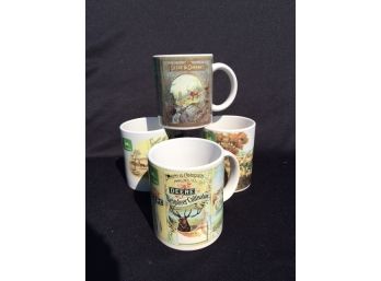 Set Of 4 John Deere Coffee Mugs By Gibson Pottery
