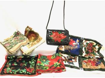 Vintage To New Ladies Holiday Sequin Handbag & Scarves