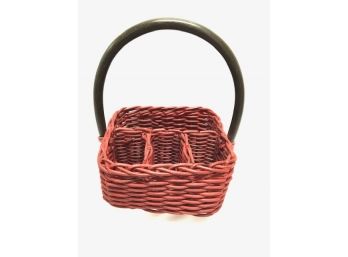 Vintage Red & Black Wicker Basket/cutlery Tray