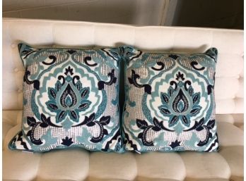 Pair Of Decorator Style Reversible Toss Pillows