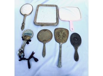 Grouping Of 7 Vintage Vanity Hand Mirrors