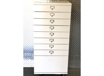 White Metal Nine Drawer Filing Cabinet