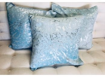 Trio Of KingRay Brand Seafoam And Silver Toss Pillows