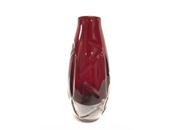 Incredible Heavy Cut Ruby Red Bud Vase