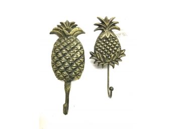 Pair Of Pineapple Wall Mounted Hooks