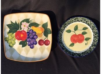 Pairing Of Hand-painted Fruit Plates