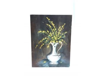 Vintage Original Floral Still LIfe On Board