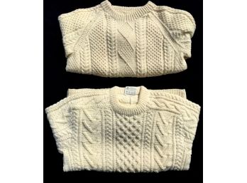 Two Incredible Hand-knit Irish Wool Sweaters